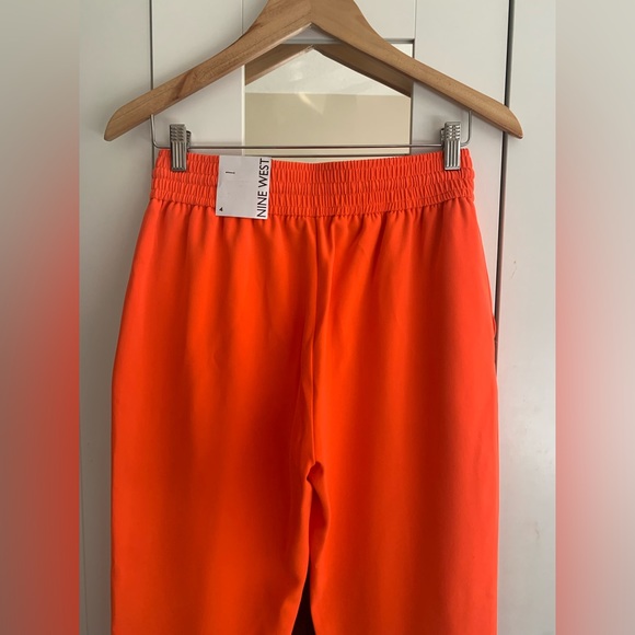 Nine West Women’s Slim Straight Orange Pull On Stretch Tapered Pants - Picture 5 of 7